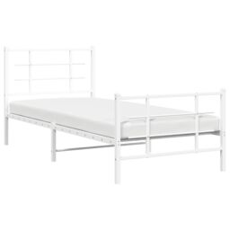 Berkfield Home Metal Bed Frame without Mattress with Footboard White 90x190cm - Size: 90x190 cm - thumbnail 4