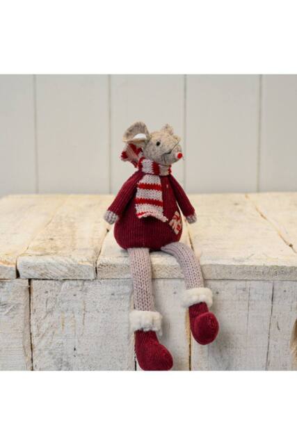 KDMD Fabric Mouse with Red Jumper Scarf & Dangly Legs - image 1