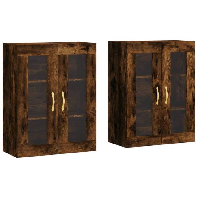 Berkfield Home Wall Mounted Cabinets 2 pcs Smoked Oak Engineered Wood in Brown - image 1