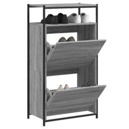 Berkfield Home Shoe Cabinet Grey Sonoma 60x34x112 Engineered Wood - thumbnail 2