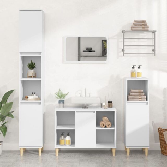 Berkfield Home 3 Piece Bathroom Furniture Set White Engineered Wood - image 1