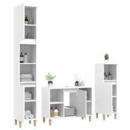 Berkfield Home 3 Piece Bathroom Furniture Set White Engineered Wood - thumbnail 4