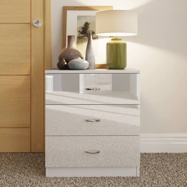 LUXURY LIFE Keaton Gloss White 3 Drawer Modern Chest of Drawers - image 1