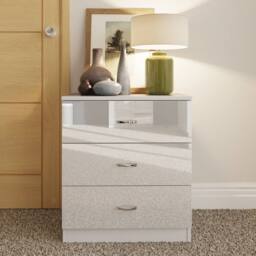 LUXURY LIFE Keaton Gloss White 3 Drawer Modern Chest of Drawers - thumbnail 1