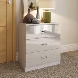 LUXURY LIFE Keaton Gloss White 3 Drawer Modern Chest of Drawers - thumbnail 2