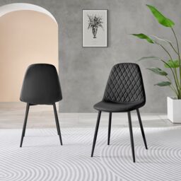 FurnitureboxUK 2x Corona Black Leg Faux Leather Dining Chair - thumbnail 2
