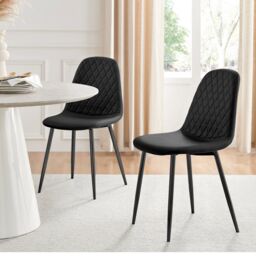 FurnitureboxUK 2x Corona Black Leg Faux Leather Dining Chair