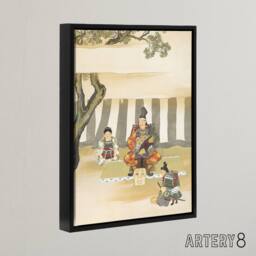 "Artery8 Kusunoki Masashige Before Battle Framed Canvas Wall Art Print Sekka in Green - Size: W12"" x H16""" - thumbnail 2