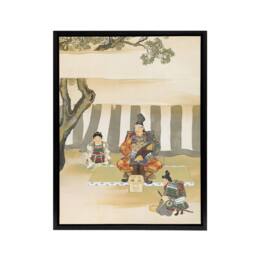 "Artery8 Kusunoki Masashige Before Battle Framed Canvas Wall Art Print Sekka in Green - Size: W12"" x H16""" - thumbnail 1
