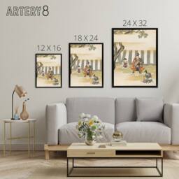 "Artery8 Kusunoki Masashige Before Battle Framed Canvas Wall Art Print Sekka in Green - Size: W12"" x H16""" - thumbnail 4