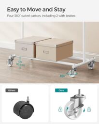 SONGMICS Portable Clothes Rack on Wheels with Extendable Rail in White - thumbnail 4