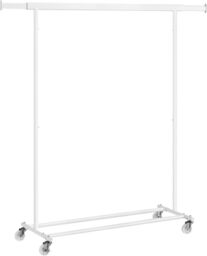 SONGMICS Portable Clothes Rack on Wheels with Extendable Rail in White - thumbnail 6