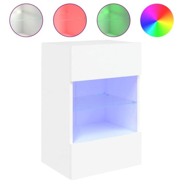 Berkfield Home TV Wall Cabinet with LED Lights White 40x30x60.5 cm - image 1