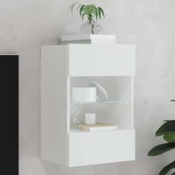 Berkfield Home TV Wall Cabinet with LED Lights White 40x30x60.5 cm - thumbnail 2