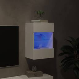 Berkfield Home TV Wall Cabinet with LED Lights White 40x30x60.5 cm - thumbnail 4
