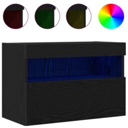 Berkfield Home TV Wall Cabinet with LED Lights Black Oak 60x30x40 cm - Size: 60 x 30 x 40 cm - thumbnail 4