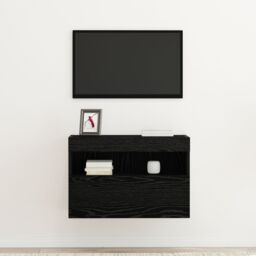 Berkfield Home TV Wall Cabinet with LED Lights Black Oak 60x30x40 cm - Size: 60 x 30 x 40 cm - thumbnail 5