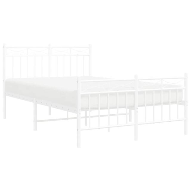 Berkfield Home Metal Bed Frame with Headboard & Footboard White 120x200 cm - Size: Small Double - image 1