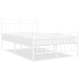 Berkfield Home Metal Bed Frame with Headboard & Footboard White 120x200 cm - Size: Small Double - thumbnail 3