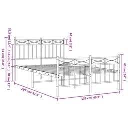 Berkfield Home Metal Bed Frame with Headboard & Footboard White 120x200 cm - Size: Small Double - thumbnail 9