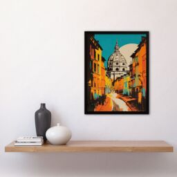 Artery8 Wall Art Print Vatican City St Peter's Basilica Vibrant Painting Yellow Orange Blue Italian City Architecture Art Framed - Size: A4 - thumbnail 4