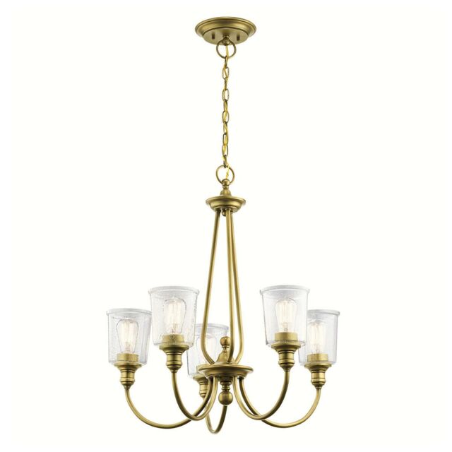 Loops 5 Bulb Chandelier Hanging Pendant LIght Natural Brass LED E27 60W Bulb in Metallics