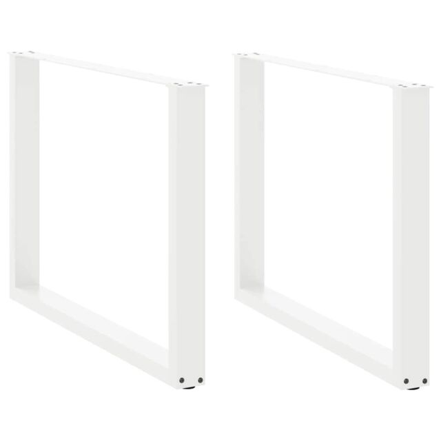 Berkfield Home Coffee Table Legs U-Shaped 2 pcs White 100x(72-73) cm Steel - image 1