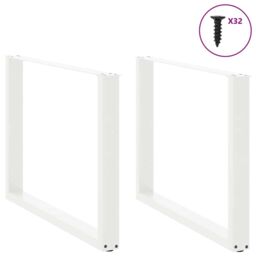 Berkfield Home Coffee Table Legs U-Shaped 2 pcs White 100x(72-73) cm Steel - thumbnail 3