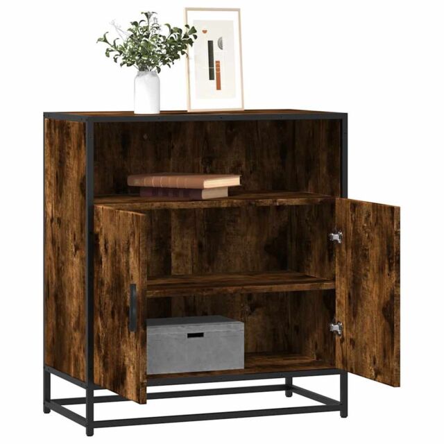 Berkfield Home Sideboard Smoked Oak 68x35x76 cm Engineered Wood in Brown - Size: 68 x 35 x 76 cm - image 1