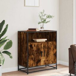 Berkfield Home Sideboard Smoked Oak 68x35x76 cm Engineered Wood in Brown - Size: 68 x 35 x 76 cm - thumbnail 3