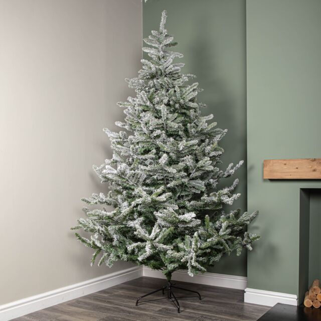 Samuel Alexander 8ft (2.4m) Snowy Green & White Everlands Liberty Spruce Christmas Tree with Metal Stand - image 1