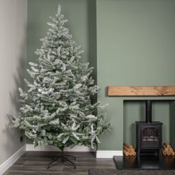 Samuel Alexander 8ft (2.4m) Snowy Green & White Everlands Liberty Spruce Christmas Tree with Metal Stand - thumbnail 2