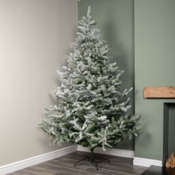 Samuel Alexander 8ft (2.4m) Snowy Green & White Everlands Liberty Spruce Christmas Tree with Metal Stand - thumbnail 1