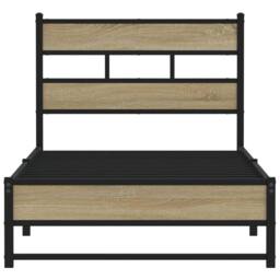 Berkfield Home Metal Bed Frame without Mattress Sonoma Oak 90x200 cm in Brown - thumbnail 4