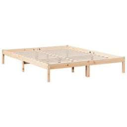 Berkfield Home Extra Long Bed Frame without Mattress 140x210 cm Solid Wood Pine in Brown - thumbnail 3