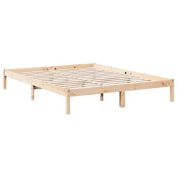 Berkfield Home Extra Long Bed Frame without Mattress 140x210 cm Solid Wood Pine in Brown - thumbnail 6