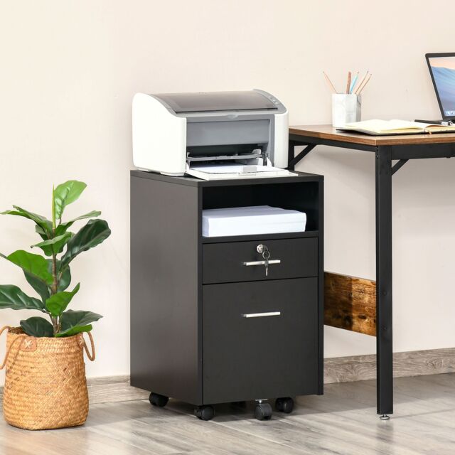 VINSETTO Mobile File Cabinet Lockable Documents Storage w/ 5 Wheels in Black - image 1