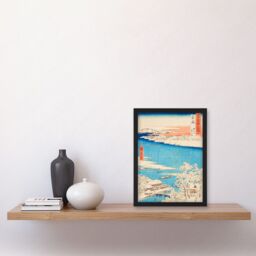 Artery8 Sumida River, Snowy Morning Musashi Province Utagawa Hiroshige Japan Woodblock Artwork Framed Wall Art Print A4 in Black - thumbnail 2