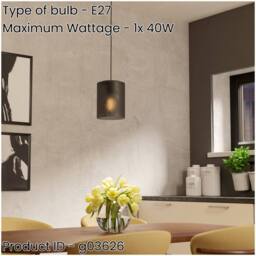 Loops Stylish Black Frosted Pendant Light for Indoor Ceilings - Home Décor - thumbnail 2