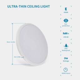 COMELY LED Ceiling Light, 36W Bathroom Lights Ceiling Waterproof IP54, 6500K in White - thumbnail 6