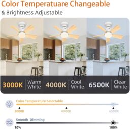 Garwarm Ceiling Fan with Light Dimmable in White - thumbnail 3