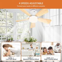 Garwarm Ceiling Fan with Light Dimmable in White - thumbnail 4