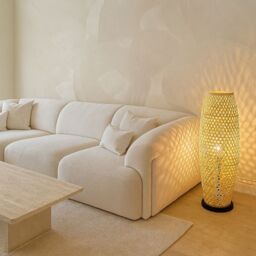 CGC Lighting Large 83cm Natural Bamboo Floor Lamp