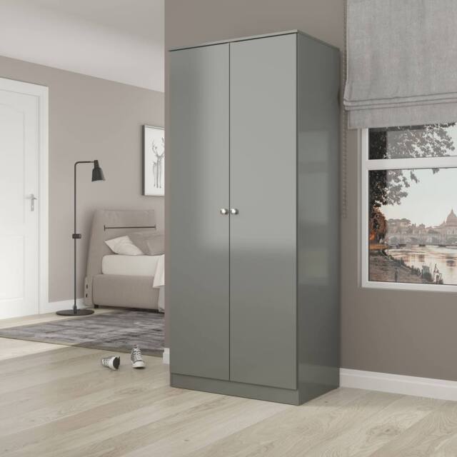 Seconique Denver 2 Door Wardrobe in Grey - image 1