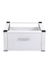 Living and Home Washing Machine Dryer Pedestal with Drawer in White - thumbnail 3