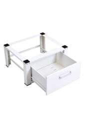 Living and Home Washing Machine Dryer Pedestal with Drawer in White - thumbnail 4