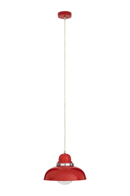 Orsina White Finish Pendant Light With Chrome Detail, Streamlined Hanging Lamp, Glossy Urban Ceiling Fixture in Red - image 1
