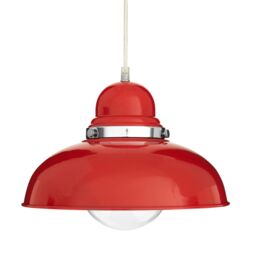 Orsina White Finish Pendant Light With Chrome Detail, Streamlined Hanging Lamp, Glossy Urban Ceiling Fixture in Red - thumbnail 3