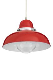 Orsina White Finish Pendant Light With Chrome Detail, Streamlined Hanging Lamp, Glossy Urban Ceiling Fixture in Red - thumbnail 4