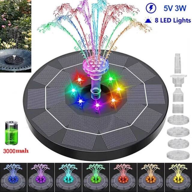 NESTLUNE Solar Fountain Floating Pump Water Feature Garden in Black - Size: 100 cm x 15 cm - image 1
